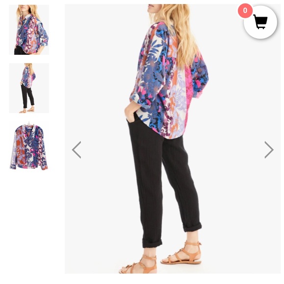 Xirena "PINK BECK" TOP IN SUNSET" Long Sleeve Blouse Size Medium 100% Cotton - Picture 3 of 14